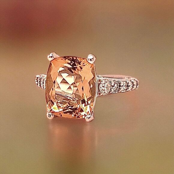 Natural Morganite Diamond Ring Size 6.25 14k Gold 5.26 TCW Certified $6,950 215 - Picture 4 of 15